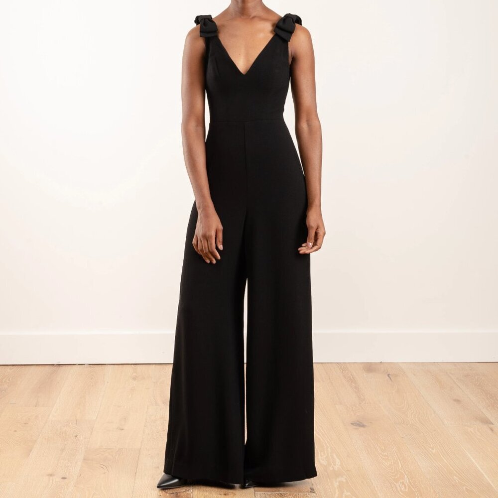 Zimmermann Espionage Wide Leg Bow Detail Jumpsuit Black Medium